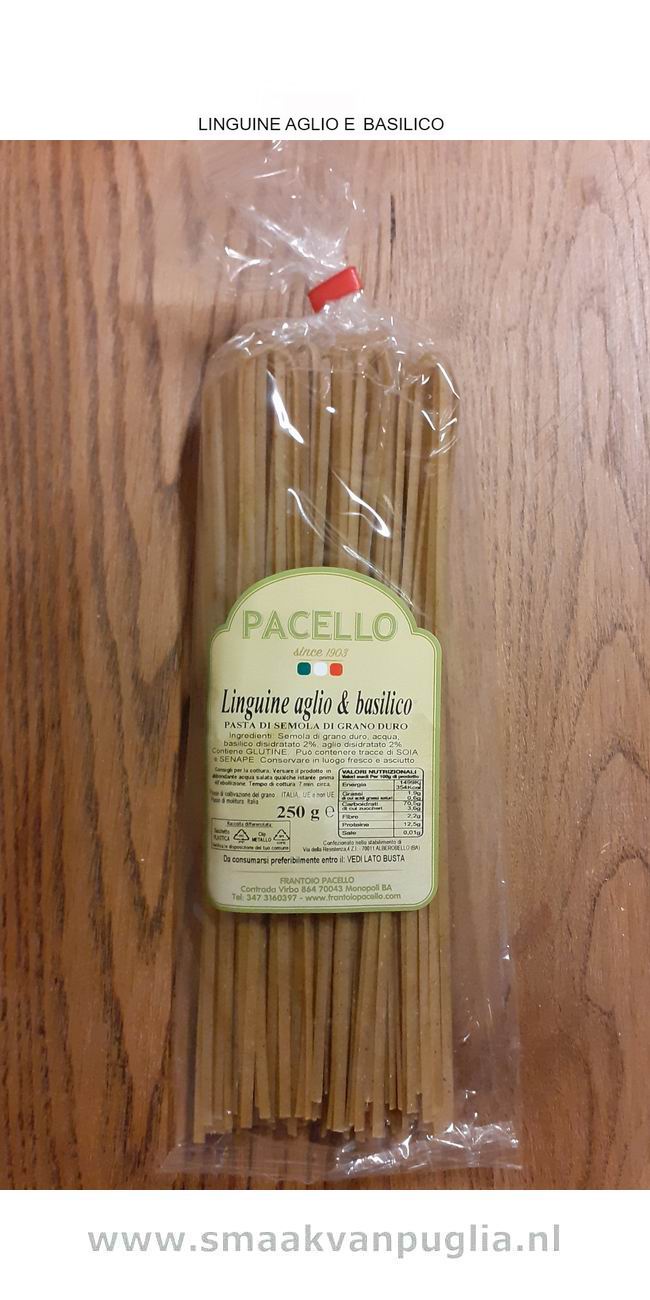 pasta LINGUINE AGLIO E BASILICO PACELLO (250 gram)