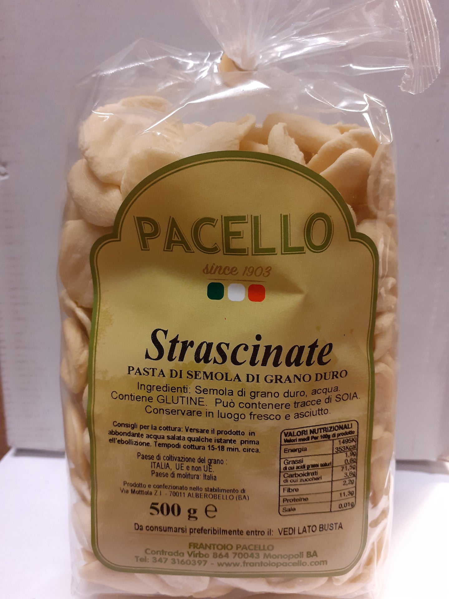 pasta ORECCHIETTE STRASCINATE PACELLO (500 gram)